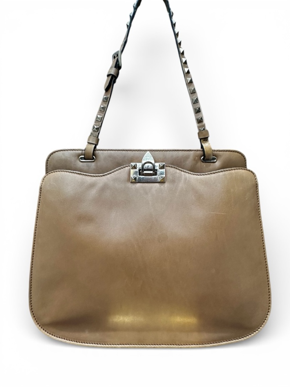 Valentino Garavani Rockstud Lock Leather Shoulder Tote (C4)